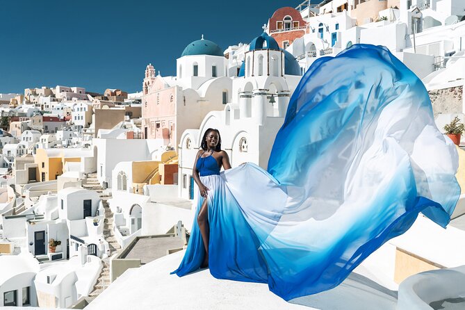 Flying Dress © Photoshoot in Santorini: Mr. President Package - The 3-Hour Photoshoot: Poses, Safety, and Real Wind