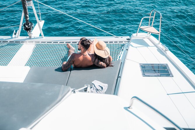 Majestic Catamaran Caldera Cruise with Snacks, Meal & Drinks - Food on Board: BBQ Lunch + Dinner With Included Drinks