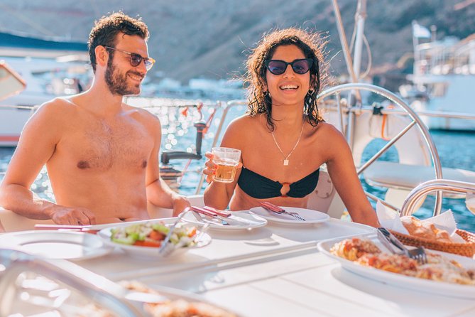 Morning Caldera Sailing Cruise - Red Beach swim: short stop, big payoff