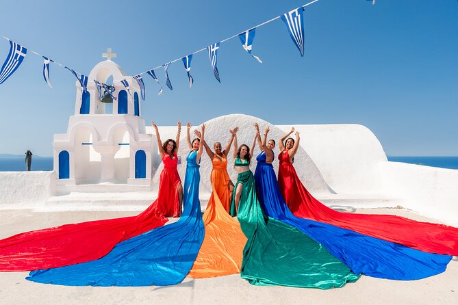 Oia Flying Dress Photoshoot Santorini - The Oia backdrop you’re using (and why it matters)