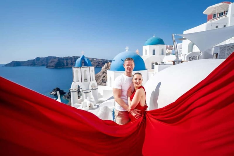 Oia: Santorini Photoshoot with Flying Dress Rental Option - Flyoia Flying Dress Rental: 15 Colors and the Assistant’s Job