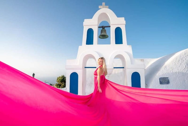 Oia: Santorini Photoshoot with Flying Dress Rental Option - Hidden Photo Spots Without the Guesswork