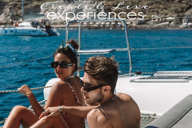 Private All Inclusive Day Cruise with Full Greek Lunch - A 5-Hour Private Catamaran Plan Over the Caldera