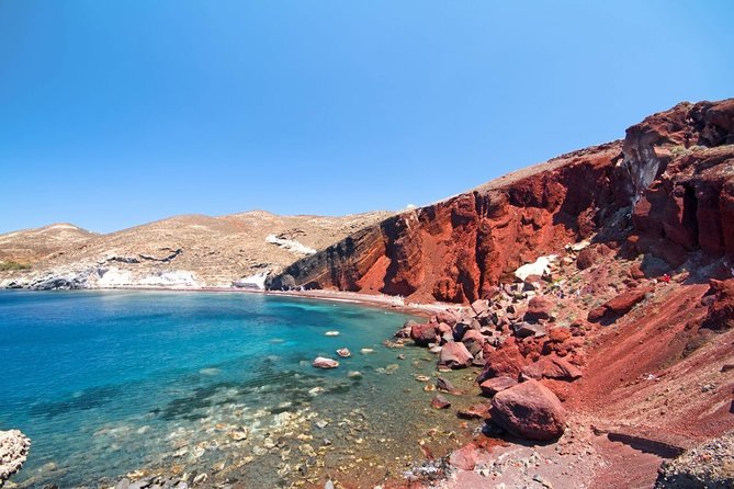 ~PRIVATE Full Day Santorini road tour 8 hours Book with us~ - Stop 5: Akrotiri red beach plus archaeology (but confirm the site access)