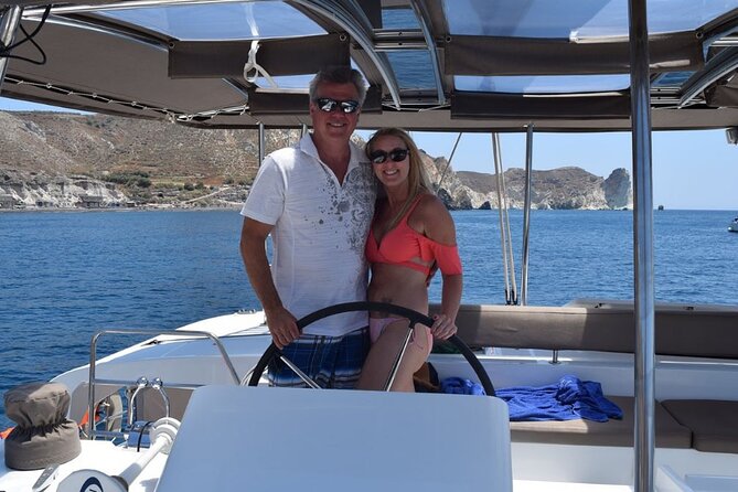 Private Luxury Santorini Catamaran Cruise with Port Pickup - Onboard comfort that actually matters on a sea day