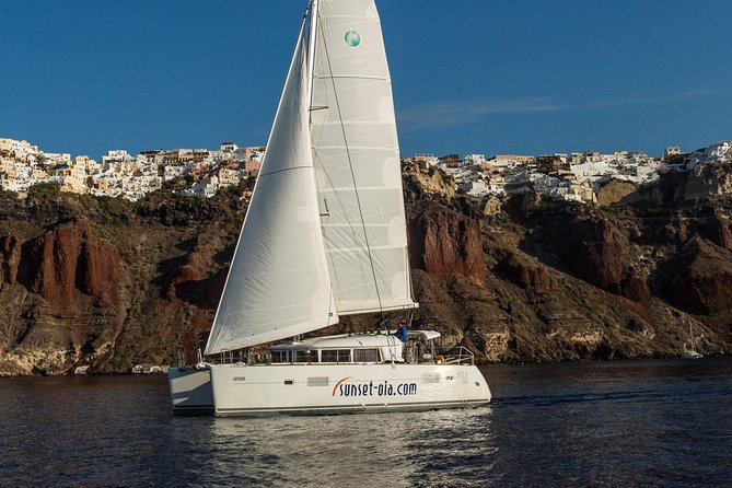 Private Morning Tour Lagoon 400-380 Sailing in Santorini ,lunch, drink, transfer - Nea Kameni hot springs: warm water, mud, and the 50-meter swim reality