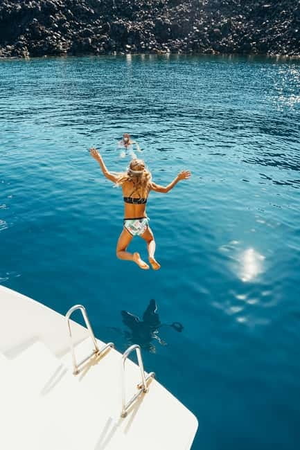 Santorini: All-Inclusive Private Catamaran Experience - Thirassia: a quieter-feeling caldera swim option
