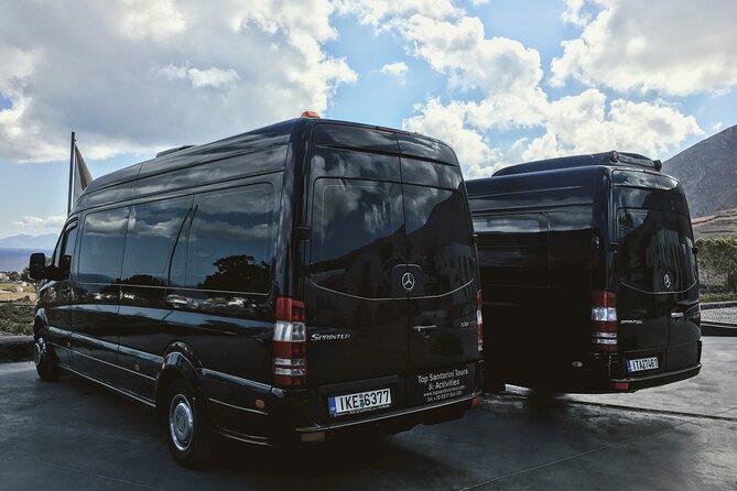 Santorini Arrival Transfer & Travel Services - On board: AC, water, and Wi‑Fi for the first hour of your trip