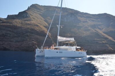 Santorini Caldera Gold Day Cruise with BBQ on board and Open Bar - The route in plain English: from Vlychada to Oia’s Ammoudi Bay