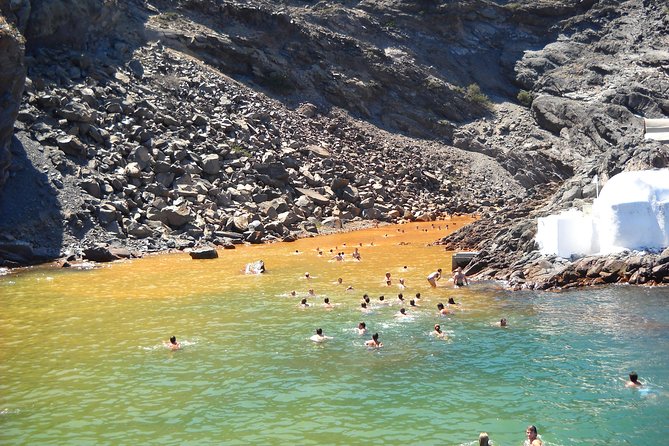 Santorini Caldera Morning Cruise With King Thiras Boat - Palea Kameni hot springs: warm water, green water, and quick choices