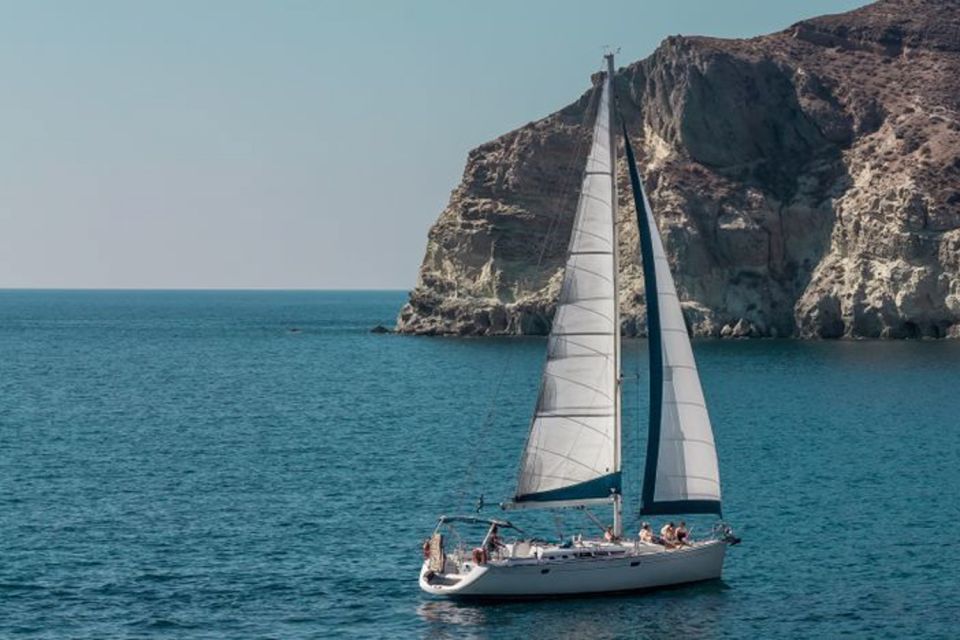 Santorini Caldera: Morning Sailing Cruise with Meal - Mesa Pigadia: the swim stop that breaks up the scenery