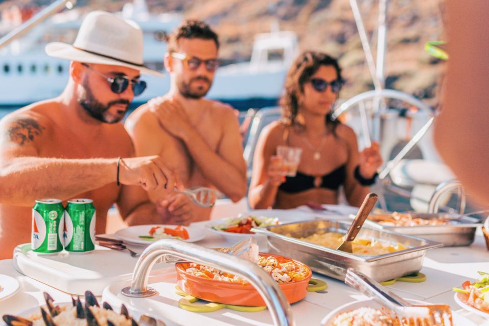 Santorini Caldera: Morning Sailing Cruise with Meal - Transfers, languages, and the semi-private vibe