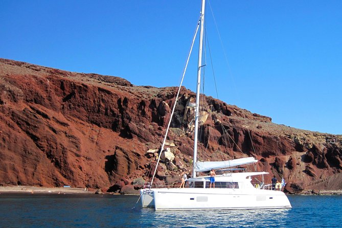 Santorini Catamaran Cruise with Fresh Meal and Open Bar - The volcano sailing section: Nea Kameni views without the hike