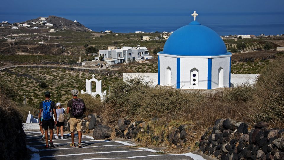 Santorini: Cooking Class and Easy Hike - Vineyards, chapels, and caldera views on both sides