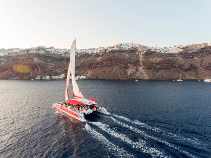 Santorini: Cruise Catamaran with BBQ & Drinks Day or Sunset - The volcanic intro: Nea Kameni hot springs and the first swim