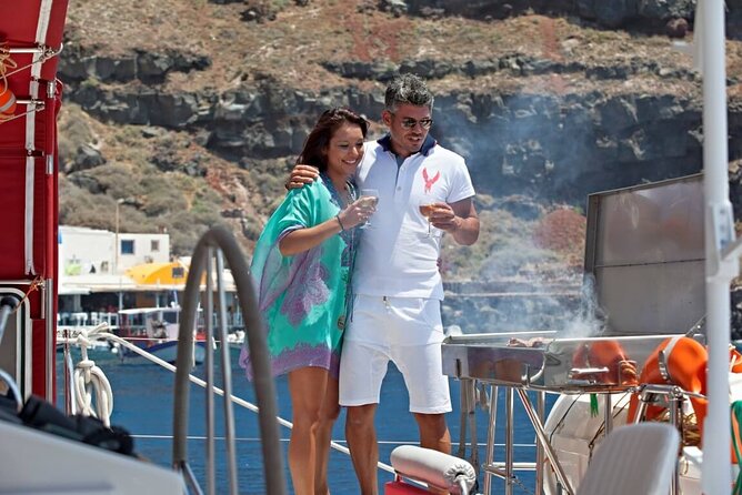 Santorini Cruise on Catamaran with BBQ & Open Bar - Food, Drinks, and the One Thing to Watch: Coffee and Towels