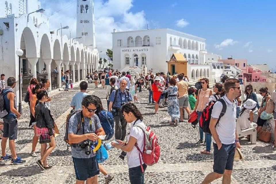 Santorini: Fira Town Walking Tour with Wine Tasting - Venetian District Churches: Views and Walking Breaks