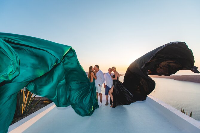 Santorini flying dress photo - The Flying Dress Rental: Colors, Sizes, and the Changing-Room Check