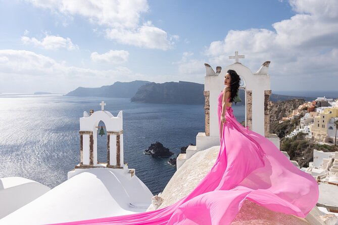 Santorini Flying Dress Photoshoot with a Pro Photographer - Santorini in One Hour: What Your Flying Dress Session Feels Like
