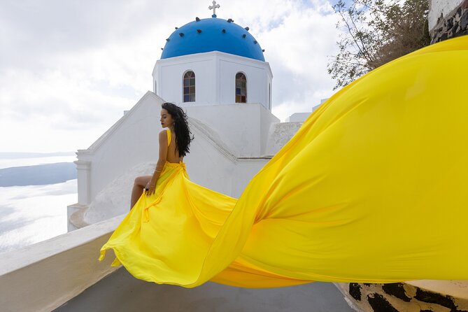 Santorini Flying Dress Photoshoot with a Pro Photographer - What You Get Back: 25 Photos, A Gallery, Plus Video Clips