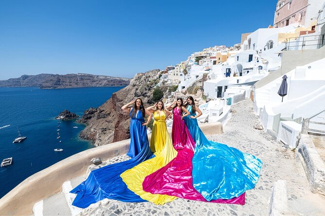 Santorini: Flying Dress Professional Photography <em>Dress Included</em> – Photos and Videos: What You Get in 7–10 Days (and Same-Day Keepsakes)’ /><br />
You receive <strong>35 to 70 high-quality, professionally edited photos</strong> in <strong>7 to 10 days</strong> (the exact count depends on which option you pick). You also get guidance for poses and angles, which is part of why the final photos tend to look polished.</p>
<p><p>Along with the photos, you’ll also get <strong>2–3 videos</strong> shot with your phone on the day. That’s a smart move because you can share the vibe immediately, then enjoy the edited photos later once they arrive.</p>
</p>
<p><p>What’s not included:</p>
</p>
<ul>
<li>Raw photos are not included.</li>
<li>Retouched pictures (like slimming or smoothing skin) are not included.</li>
<li>Make up, hairdresser, and jewelry are not included.</li>
</ul>
<p><p>So if you want a very specific beauty effect, you’ll need to handle that yourself before the shoot, since the package edits are professional but not “heavy retouch” by default.</p>
</p>
<h2 id="timing-in-santorini-why-evening-sessions-often-look-better">Timing in Santorini: Why Evening Sessions Often Look Better</h2>
<p><img width="669" height="446" decoding="async" src=