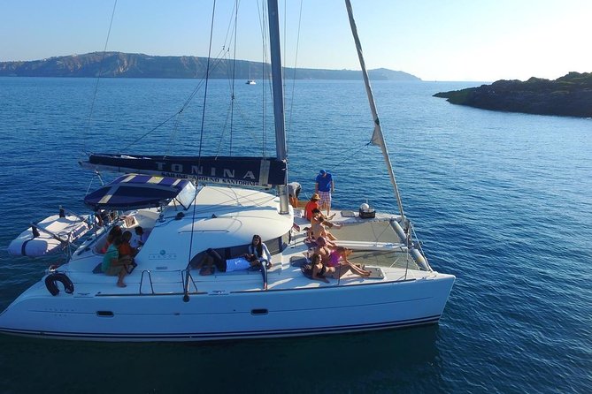 Santorini Full Day Catamaran Private Cruise incl. Meal, Drinks & Free Transport - Kameni Islands and Santorini Volcano Hot Springs: Sulfur, Heat, and Scale