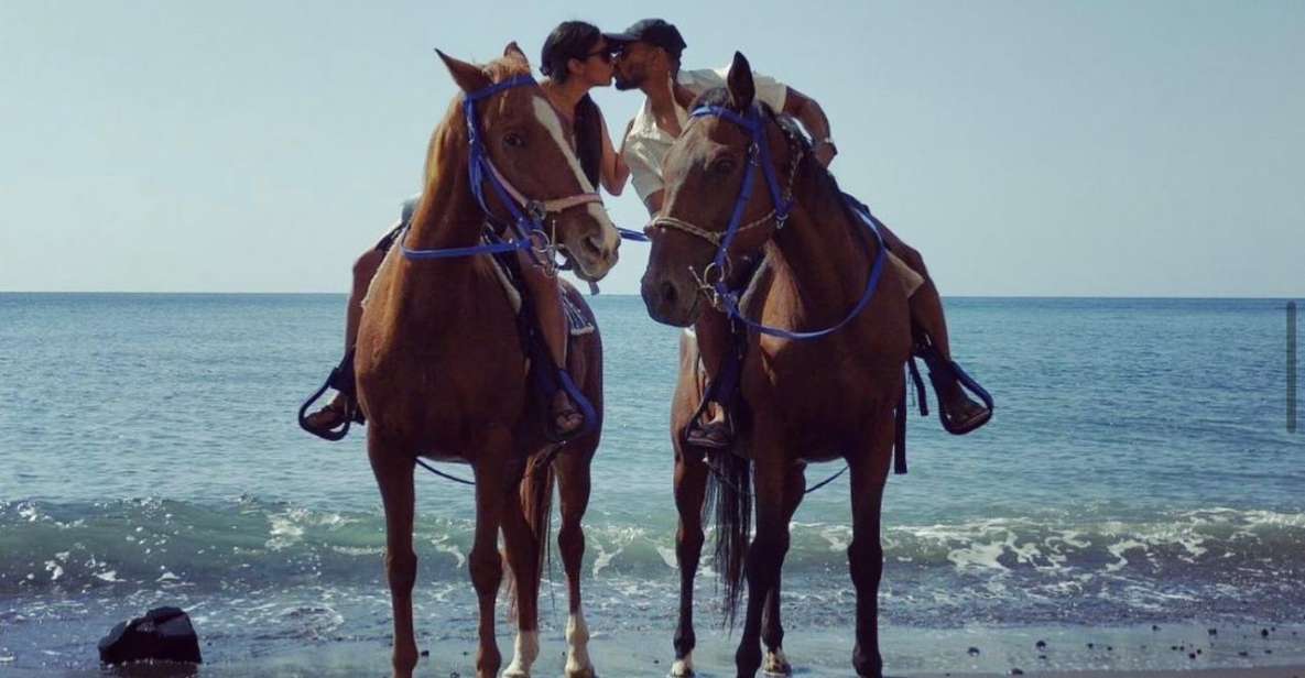 Santorini Fun day: Horseriding- Wine Tasting - Tapas - 90 minutes of horseback riding along the volcanic black beach