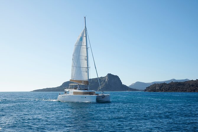 Santorini Gold Catamaran Cruise with BBQ, Drinks and Hotel Pickup - Food and drinks: BBQ focus, with a couple caveats