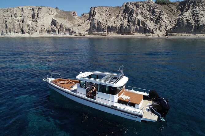 Santorini Half Day MotorCruiser Private Cruise incl. Meal,Drinks &Free Transport - Food, drinks, Wi-Fi, and onboard comfort on the Axopar boat