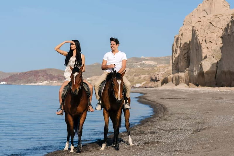 Santorini: Horseback Riding on the Black Sandy Eros Beach - A horseback ride that matches Santorini’s strange geology