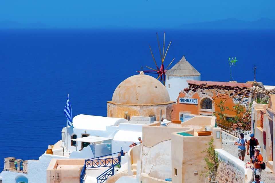 Santorini Island Bus Tour and Caldera Sunset Cruise - Thirasia and Manola beach time: what changes until end of June