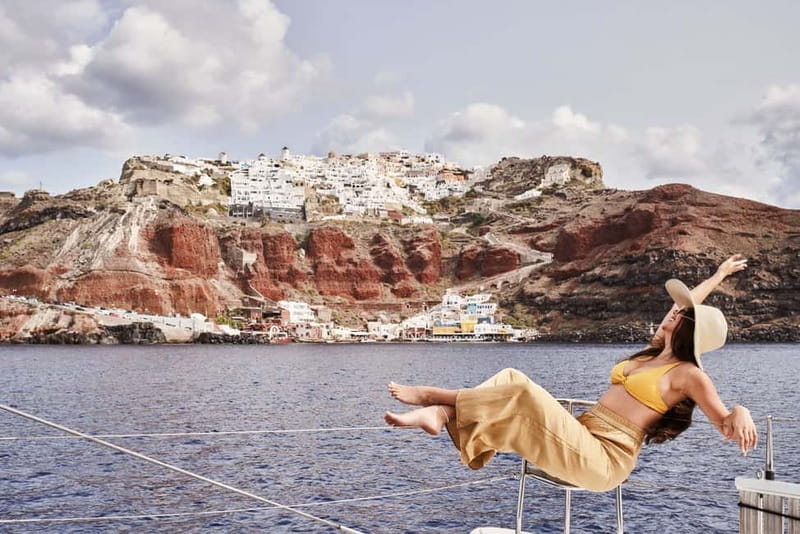 Santorini: Majestic Catamaran Cruise with Meal and Drinks - What to Bring, and What the Boat Won’t Allow