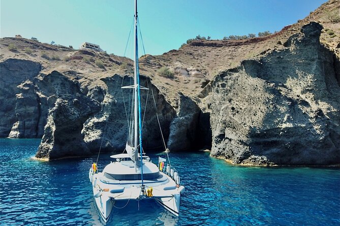 Santorini: Private All-In Catamaran Cruise (Food&Drinks) - Mesa Pigadia snorkeling plus Santorini lunch: the most “all-in” part