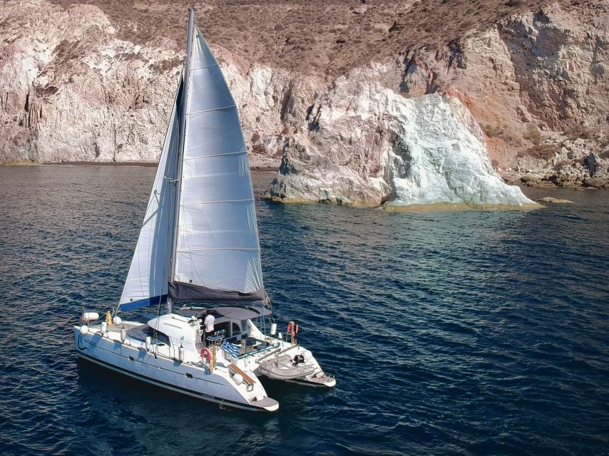 Santorini: Private All-In Catamaran Cruise, with Food|Drinks - Red Beach swim: short water time, big color pay-off