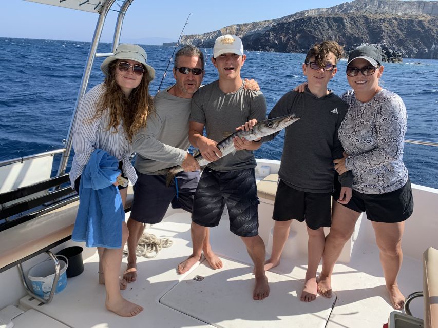 Santorini Private Cruise boat fishing tour - BBQ, Snorkeling - Snorkeling Stops in Clear Water (When Conditions Let You)