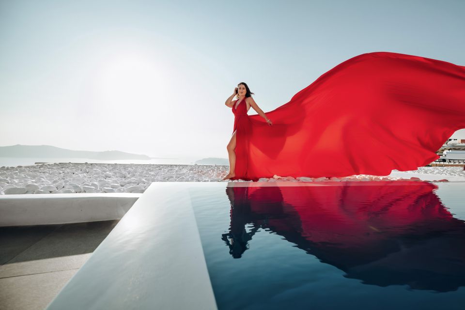 Santorini: Private Flying Dress Photoshoot Experience - The Dress Plan: One Included Gown, Plus Real Options