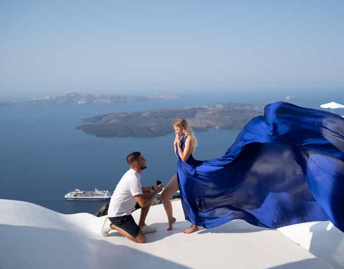 Santorini: Proposal Photoshoot l Private Entry to blue Dome - Why a private proposal shoot in Santorini works (and where it can pinch)