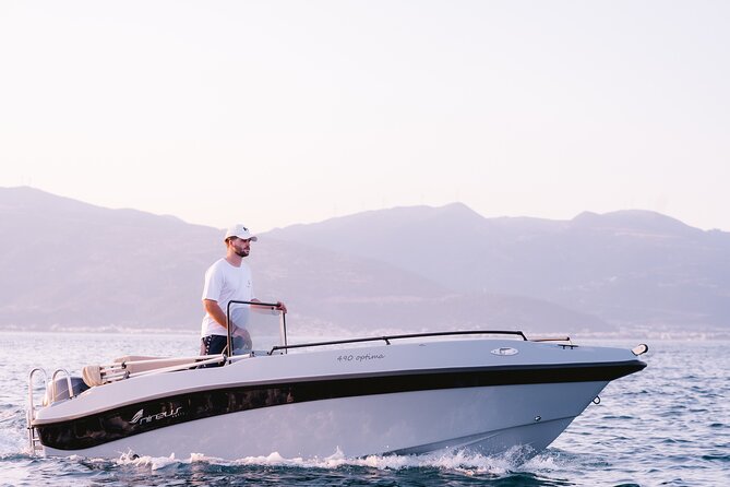 Santorini Rent a Boat - License free private cruise - Swim stops and snorkeling: comfort comes first
