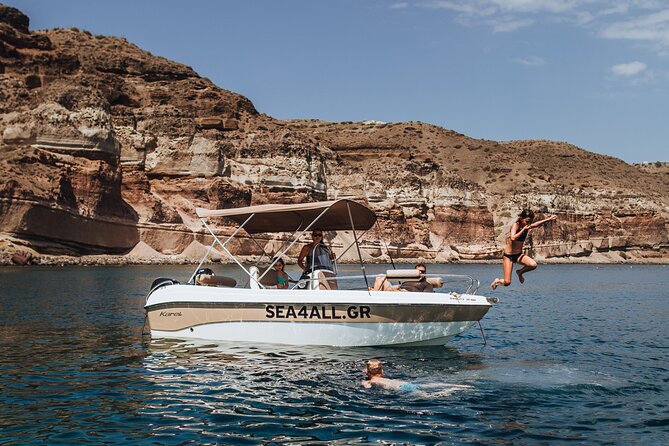 Santorini Rent a Boat Without License - Getting There: AkrotiriFira Start and Pickup by Red Beach