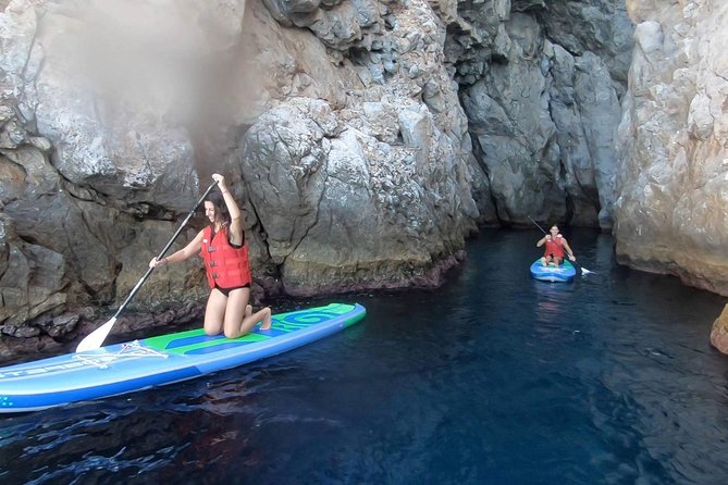Santorini Stand-Up Paddle and Snorkel Adventure - Snorkeling at the cove: clear water, guided fish-spotting, and real variability