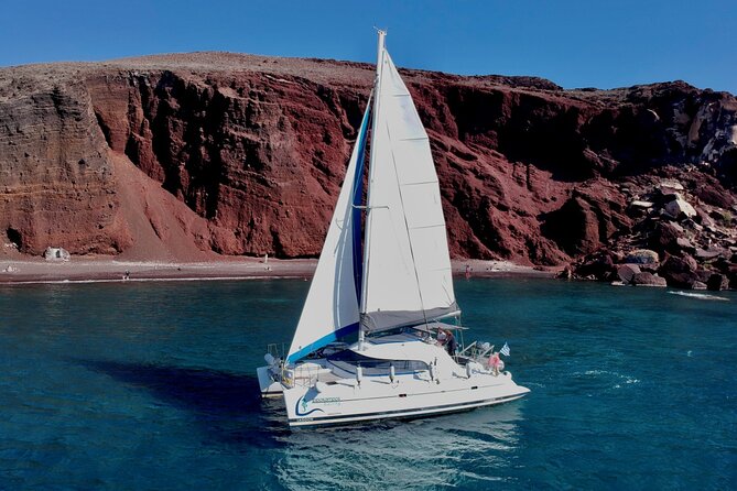 Santorini Sunset:Private All-In Catamaran Cruise (Food&Drinks) - Sailing past Indian Rocks and heading toward the volcano