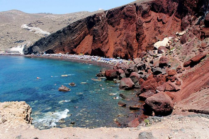 Santorini Winter Panorama - Akrotiri Lighthouse and Perivolos Beach: sea views plus black sand