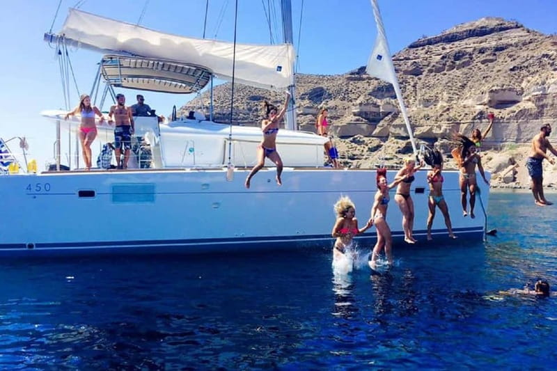 Santorini:All-inclusive Catamaran Cruise with Thirassia Stop - A half-day catamaran that changes how you see Santorini